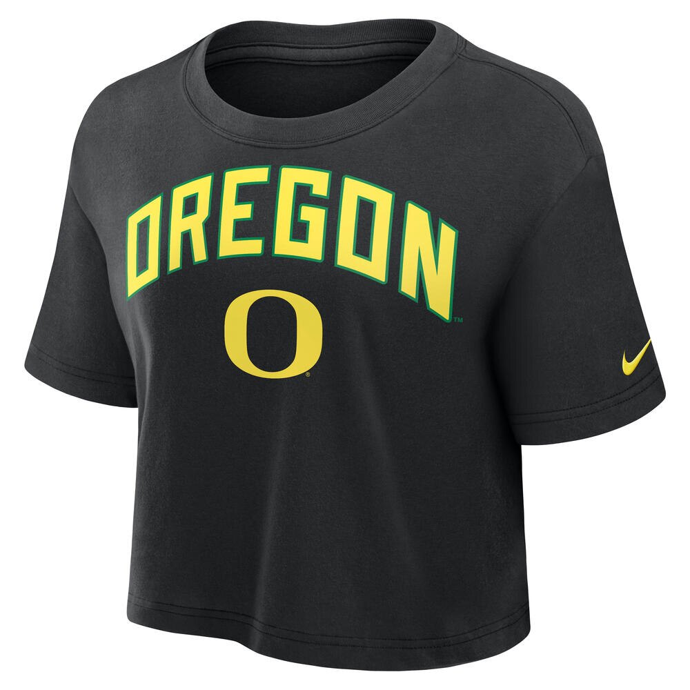 Classic Oregon O, Nike, Black, Crop Top, Women, Academic, Arched Oregon, T-Shirt, 897058